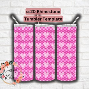 Rhinestone Tumbler Template, Hearts, ss20 Rhinestone Template, 20oz Skinny HOGG, Honeycomb Pattern, Seamless Pattern, Template for Tumblers