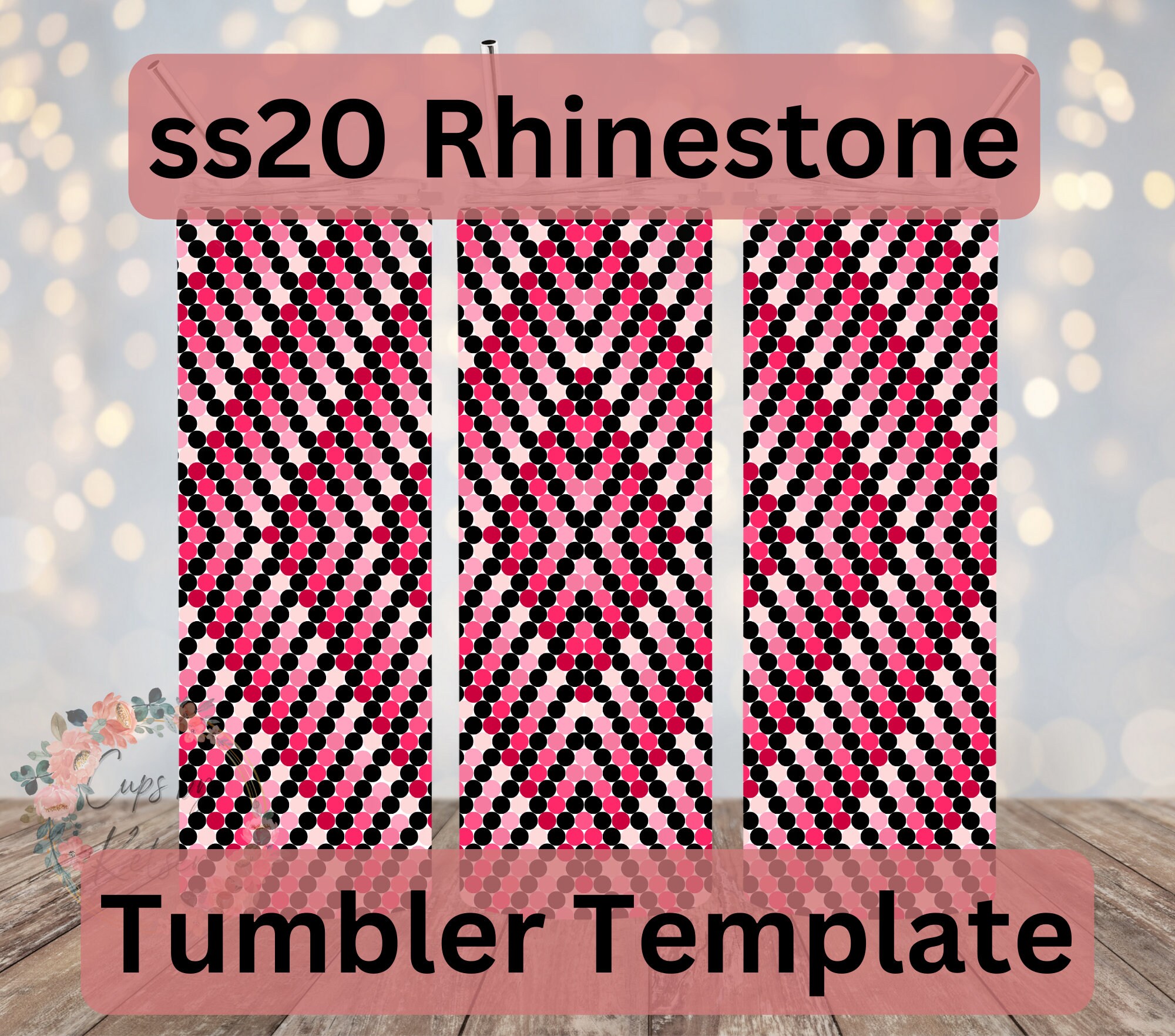 Pink Ombre Rhinestone Tumbler Template, Ss20 Rhinestone Template, 20oz ...
