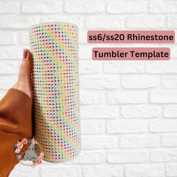 Rainbow Swirl Rhinestone Tumbler Template, ss20 Rhinestone Template, ss6 Rhinestone, 20oz HOGG, Grid Pattern, Rainbow Design, Swirl Pattern