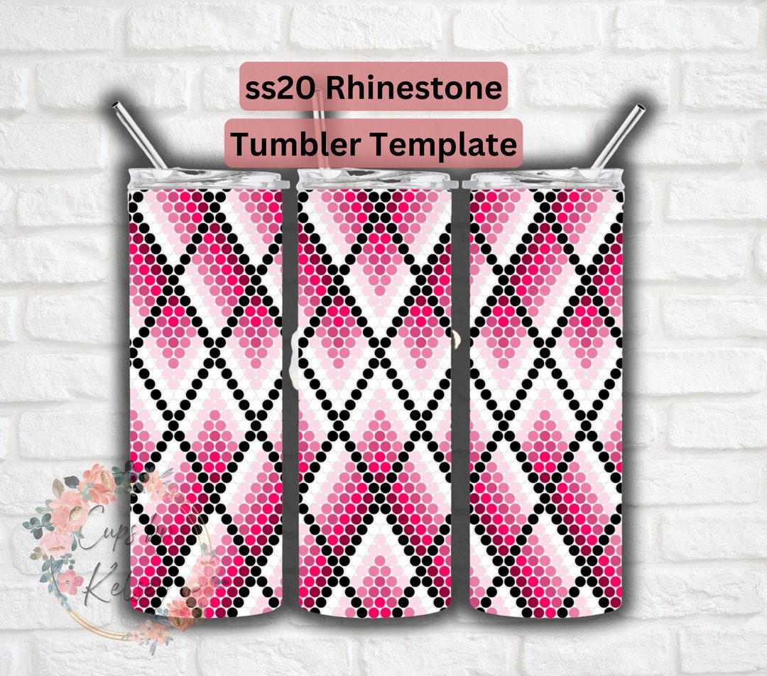 Pink Argyl Ombre Rhinestone Tumbler Template, Ss20 Rhinestone Template ...