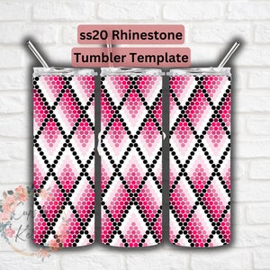 Pink Argyl Ombre Rhinestone Tumbler Template, ss20 Rhinestone Template, 20oz HOGG, Honeycomb Pattern, Pink Ombre Design, Seamless Pattern