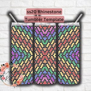 Rhinestone Tumbler Template, ss20 Rhinestone Template, 20oz Skinny HOGG, Honeycomb Pattern, Seamless Pattern, Template for Tumblers, Rainbow