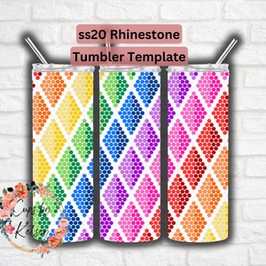 Rhinestone Tumbler Template, ss20 Rhinestone Template, 20oz Skinny HOGG, Honeycomb Pattern, Seamless Pattern, Template for Tumblers, Rainbow