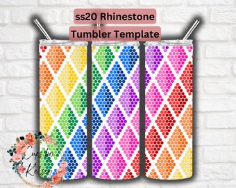 Rhinestone Tumbler Template, ss20 Rhinestone Template, 20oz Skinny HOGG, Honeycomb Pattern, Seamless Pattern, Template for Tumblers, Rainbow
