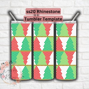 Christmas Rhinestone Tumbler Template Design, ss20 Honeycomb Pattern, 20oz Skinny Template, Merry Christmas, Christmas Tree, Bling Pattern