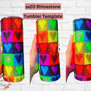 Rhinestone Tumbler Template, ss20 Rhinestone Template, 20oz Skinny HOGG, Honeycomb Pattern, Seamless Pattern, Template for Tumblers, Rainbow