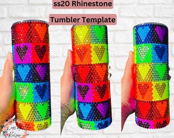 Rhinestone Tumbler Template, ss20 Rhinestone Template, 20oz Skinny HOGG, Honeycomb Pattern, Seamless Pattern, Template for Tumblers, Rainbow