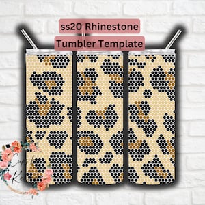 Rhinestone Tumbler Template, Leopard, ss20 Rhinestone Template, 20oz Skinny HOGG, Honeycomb Pattern, Seamless Pattern, Template for Tumblers