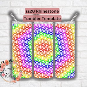 Rhinestone Tumbler Template, ss20 Rhinestone Template, 20oz Skinny HOGG, Honeycomb Pattern, Seamless Pattern, Template for Tumblers, Rainbow