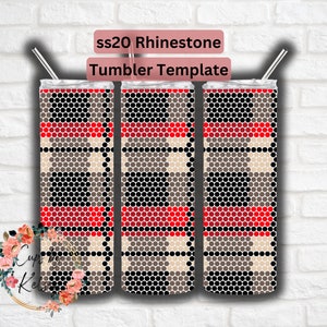 Rhinestone Tumbler Template, Plaid, ss20 Rhinestone Template, 20oz Skinny HOGG, Honeycomb Pattern, Seamless Pattern, Template for Tumblers