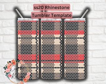 Rhinestone Tumbler Template, Plaid, ss20 Rhinestone Template, 20oz Skinny HOGG, Honeycomb Pattern, Seamless Pattern, Template for Tumblers