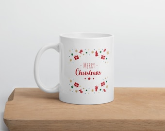 Witte keramische mok met Merry Christmas-print