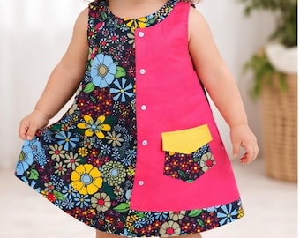 Girls' Handmade African Print Dress: Sleeveless A-Line Summer Clothing