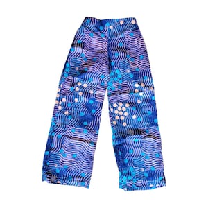 Blue Abstract Print Wide-Leg Lounge Pants: Artistic Fashion