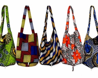 African Wax Print Cotton Tote Bag: Bold Shopper, Market Bag