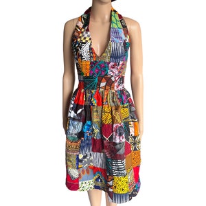 African Print Patchwork Halter Dress: Ankara Summer Dress