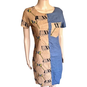 African  Patchwork Bodycon Dress,Two Tone African Print Dress, Ankara Dress,African Music Print Fabric , Mix and Match Dress, Afrocentric