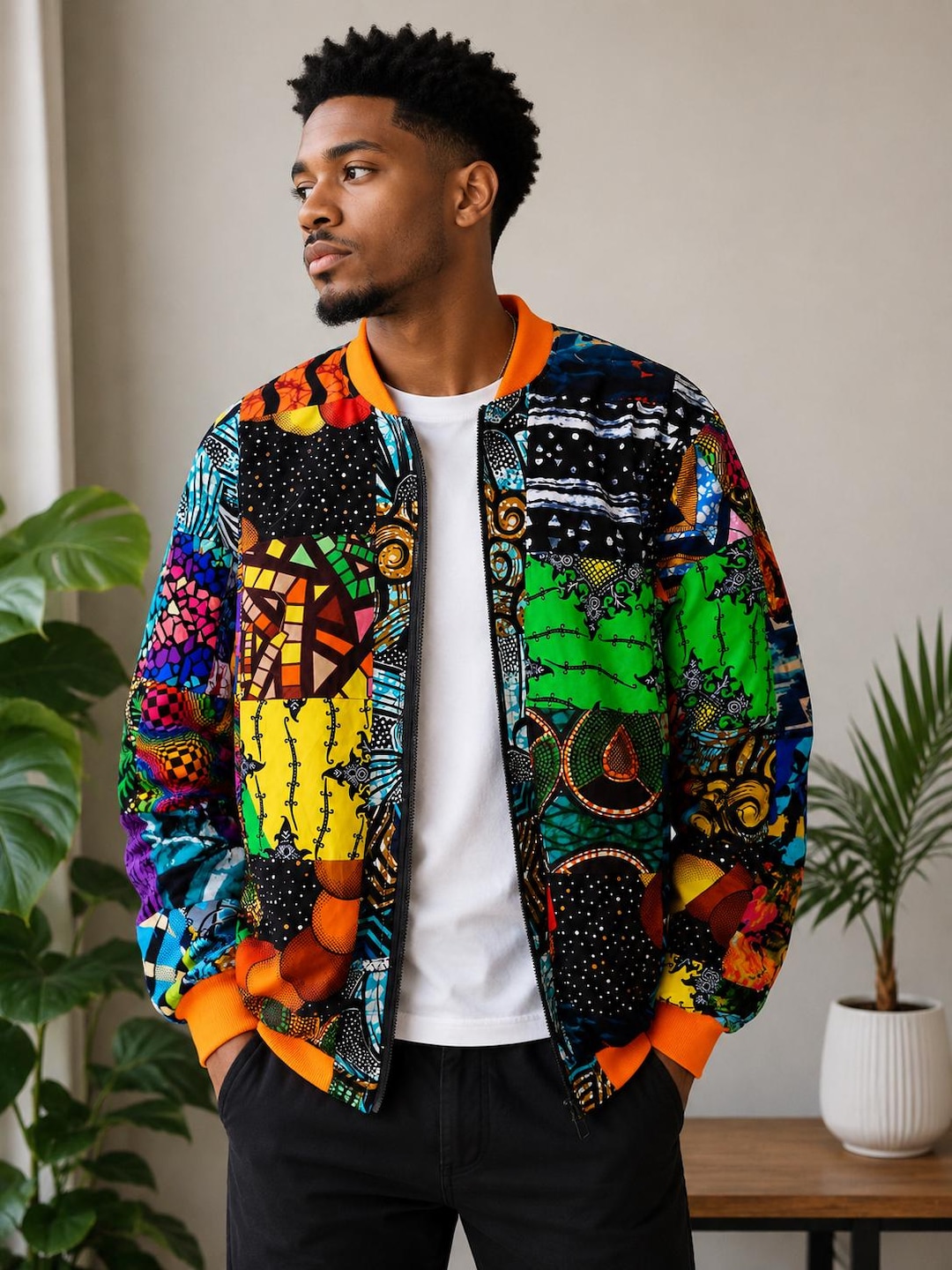Unisex Ankara Patchwork Bomber Jacket: African Print Streetwear - Etsy