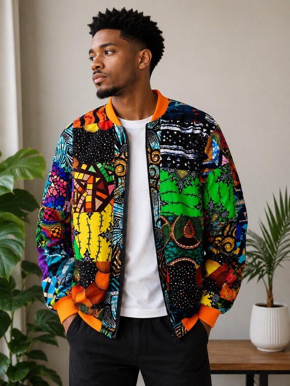 Unisex Ankara Patchwork Bomber Jacket: African Print Streetwear - Etsy