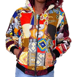 Patchwork African Print Bomber Jacket: Unisex Ankara Streetwear
