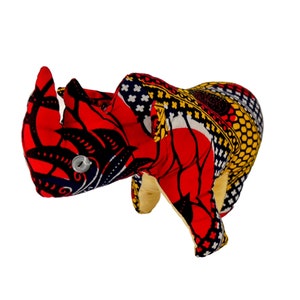 Stuffed Animal Rhino , African print , Plushie, African Rhino  Decoration , Stuffed Rhino, unique Baby Shower gift, Safari Animals