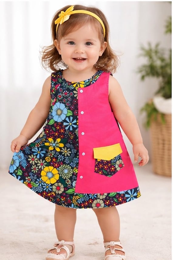 Girls' Handmade African Print Dress: Sleeveless A-line Summer Clothing