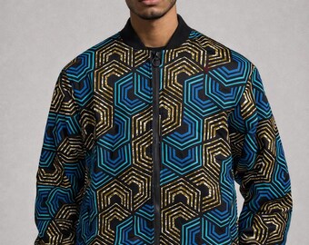 Chaqueta bomber con estampado africano: estilo urbano geométrico Ankara