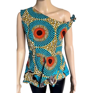 Handmade Ankara One Shoulder Peplum Top: African Print Blouse
