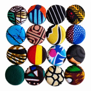 African Print Bottle Cap Coasters: Upcycled Patchwork Coasters, Set of 6