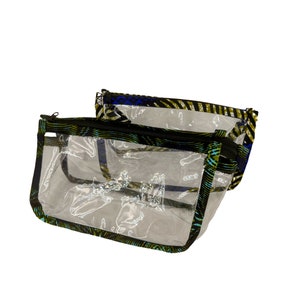 Clear African Print Accessory Pouch, Ankara Travel Bag,Cosmetic Bag, African Print Makeup Bag,Toiletry and Pencil Pouch, African Print Pouch