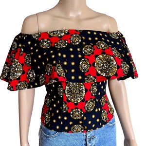 African Print Off Shoulder Top , Ankara Off Shoulder Top,  Colorful summer Top, Afrocentric Blouse, African Print Top, Summer Top, Kitenge