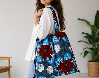 Afrikanischer Druck Kordelzug Rucksack Tote: Ankara Baumwolltasche
