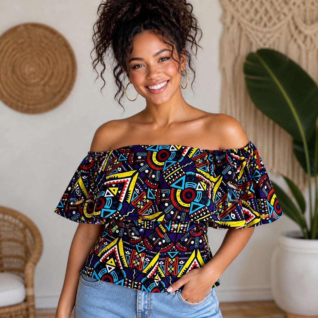 African Print off Shoulder Top: Handmade Ankara Summer Blouse - Etsy