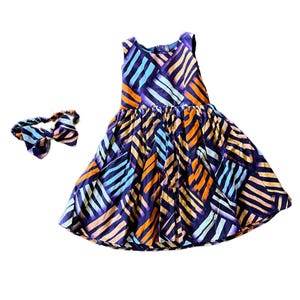 Girls&#39; Ankara Dress: African Print Summer Outfit with Headband