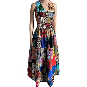Handmade African Print Patchwork Maxi Dress - Bareback Summer Cotton Ankara Dress