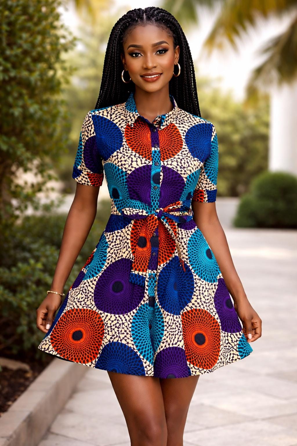 ankara shirt dress for ladies Dress: African Print Cotton Kimono Jacket With Waist Tie Open Back homecoming dress