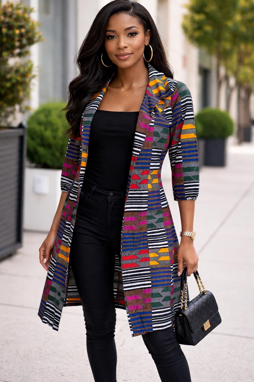 ジャケット・アウター acka 3way classic trench coat African Print Trench Coat: Handmade Ankara Jacket, Afrocentric
