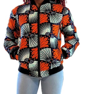 Vibrant Ankara Print Bomber Jacket: Unisex African Streetwear
