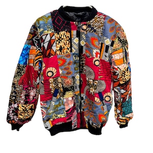Patchwork African Print Bomber Jacket: Unisex Cotton Ankara Streetwear