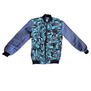Unisex Ankara Denim Bomberjacke: Streetwear mit afrikanischem Print