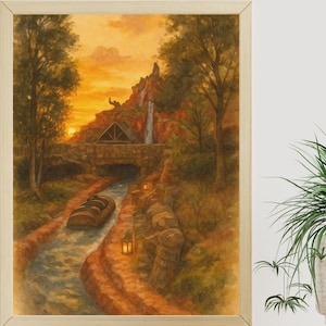 Splash Mountain Poster | Magic Kingdom Wall Art | Disney Watercolour Print | Digital Theme Park Download