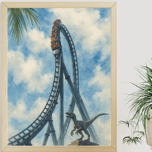 VelociCoaster Printable Poster | Jurassic World Wall Art | Universal Orlando Watercolour Ride Print | Digital Theme Park Download