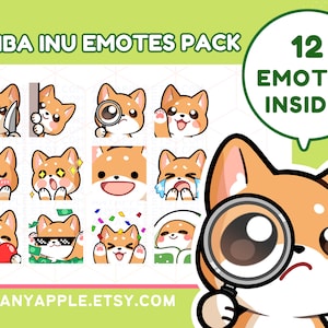 Cute Shiba Inu dog Twitch Emote for Streamer Bundle | Discord Emote | Kawaii Dog Sub Emoji