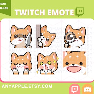 Cute Shiba Inu dog Twitch Emote for Streamer Pack 2 | Discord Emote | Kawaii Dog Sub Emoji
