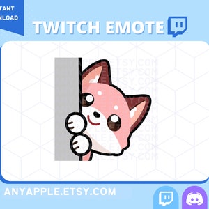 Cute Fox Twitch Emote for Streamer | Discord Emote | Lurk, Hide | Kawaii Kitsune Sub Emoji