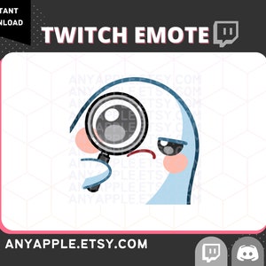 Cute Ghost Twitch Emote for Streamer | Discord Emote | Sus, Hmm, Lens | Spooky Kawaii Ghost Sub Emoji