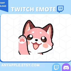 Pink Fox Twitch Emote for Streamer | Discord Emote | Wave, Hi, Hello, Bye | Kawaii Kitsune Cute Wolf Sub Emoji