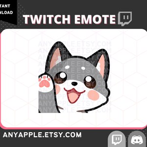 Cute Grey Wolf Twitch Emote for Streamer | Discord Emote | Wave, Hi, Hello, Bye | Kawaii Sub Emoji