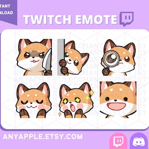Cute Fox Twitch Emotes for Streamer Pack 2 | Discord Emote | Kawaii Kitsune Sub Emoji