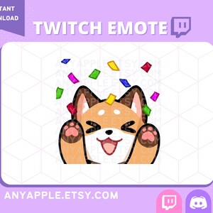 Cute Fox Twitch Emote for Streamer | Discord Emote | Hype, Happy, Confetti, Cheer  | Kawaii Kitsune Sub Emoji